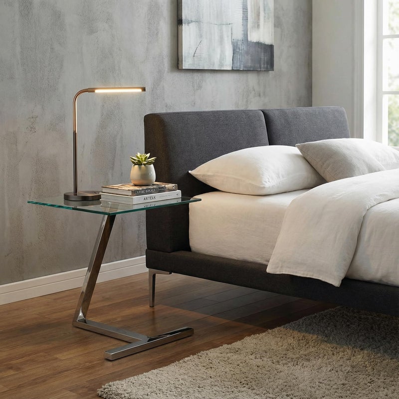 Cortesi Home Zee Square Glass End Table, 18x18x20, Chrome - Image 5